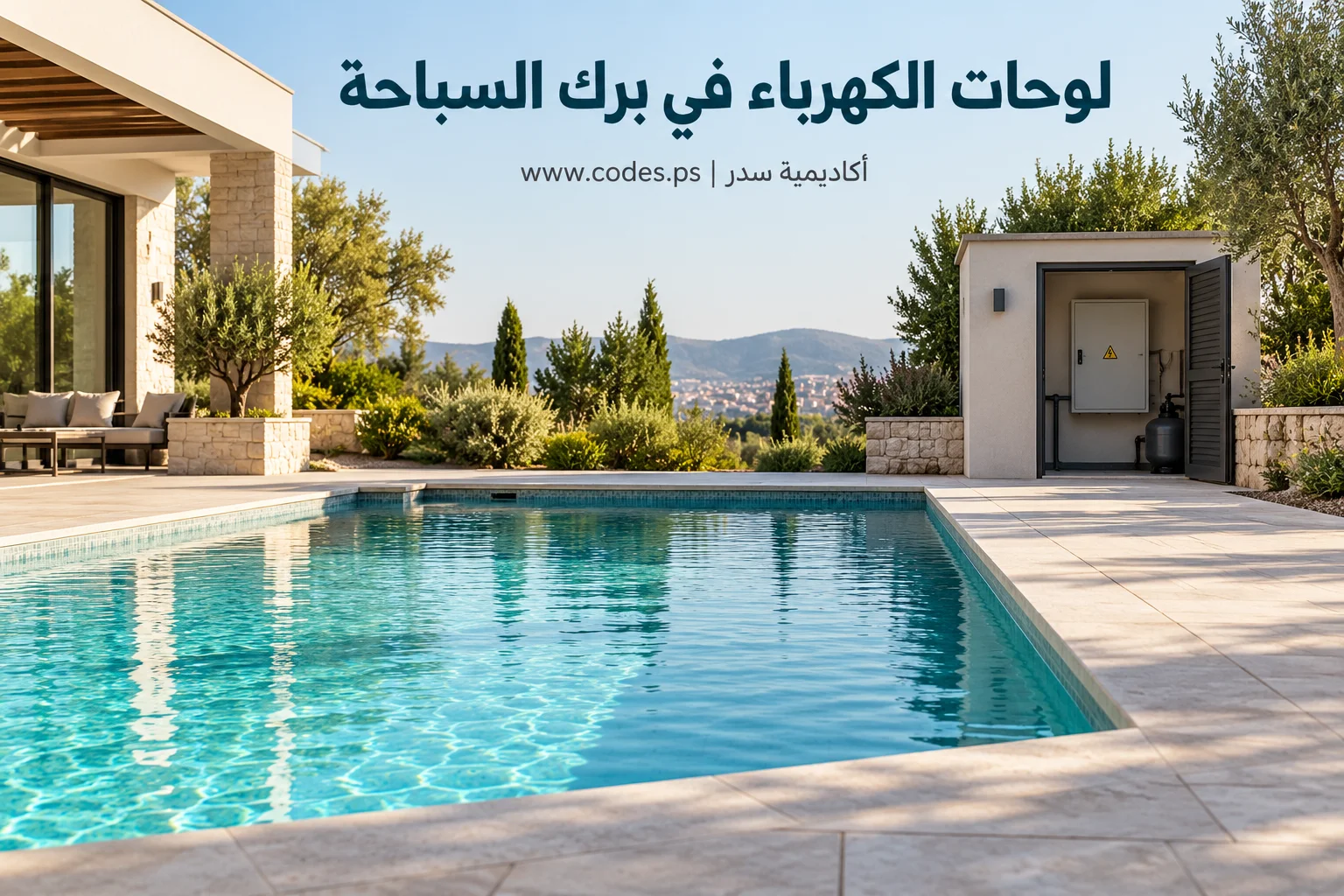 أين تركب لوحات الكهرباء في برك السباحة؟