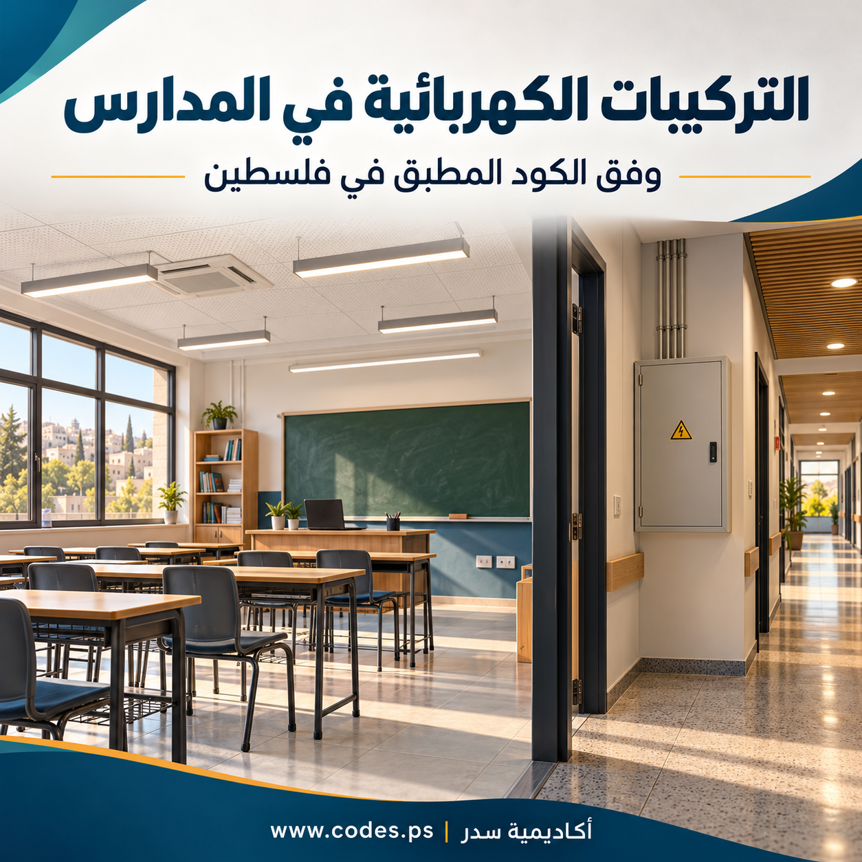 التركيبات الكهربائية في المدارس وفق الكود المطبق في فلسطين